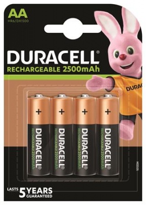 Nabíjateľná batéria, tužková AA, 4x2500 mAh, DURACELL