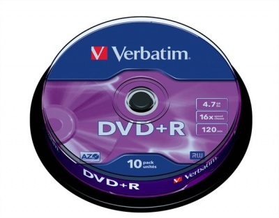 DVD-R disk, AZO,  4,7GB, 16x, 10 ks, cake box, VERBATIM