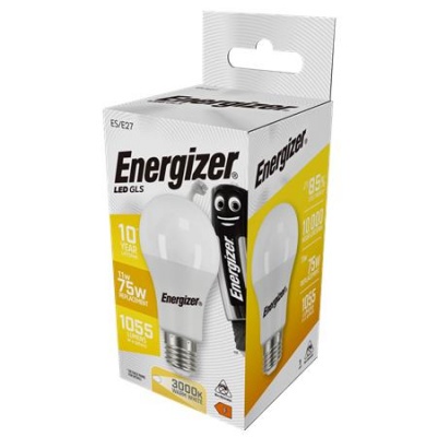 LED žiarovka, E27, klasická guľa, 11,1 W (75W), 1055lm, 3000K, ENERGIZER