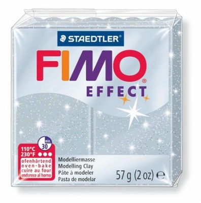 Modelovacia hmota, 57 g, polymérová, FIMO "Effect", trblietavá strieborná