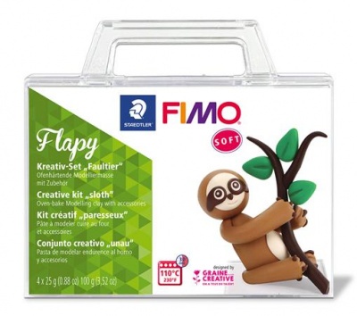 Modelovacia hmota, sada, 4x25 g, možno vypáliť, FIMO "Soft Creative", leňochod Flappy