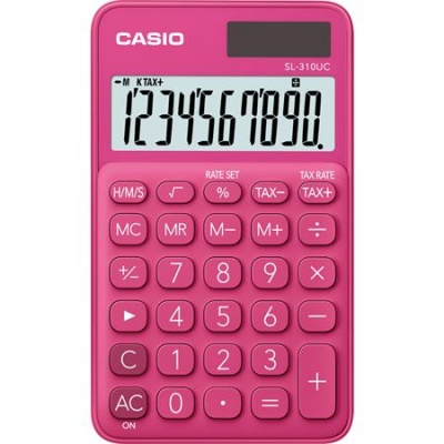 Kalkulačka, vrecková, 10-miestny displej, CASIO "SL 310", ružová