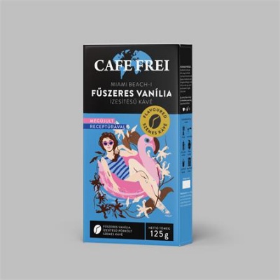 Káva, pražená, zrnková, 125 g, CAFE FREI "Miami vanilka" so škoricou a muškátovým orieškom, maďarský popis