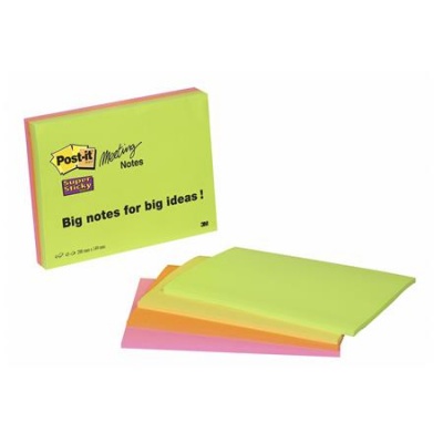 Samolepiaci bloček, 203x152 mm, 4x45 listov, 3M POSTIT "Super Sticky", mix farieb