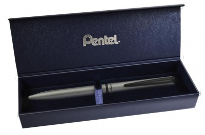 Gélové pero, 0,35 mm, otočné, telo pera: matná strieborná, PENTEL "EnerGel BL-2507" modrá