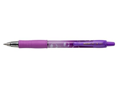 Gélové pero, 0,32 mm, stláčací mechanizmus, PILOT "G-2 Purple Bubble", modrá