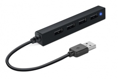 USB HUB, 4 porty, USB 2.0, SPEEDLINK "Snappy Slim" čierna