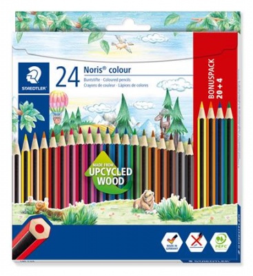 Farebné ceruzky, sada, šesťhranné, STAEDTLER "Noris Colour 185", 20+4 rôznych farieb