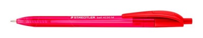 Guľôčkové pero, 0,5 mm, stláčací mechanizmus, STAEDTLER "Ball 423 M", červené