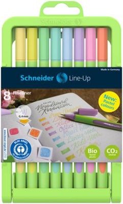 Liner, sada, 0,4 mm, SCHNEIDER "Line-Up Pastel", 8 rôznych pastelových farieb